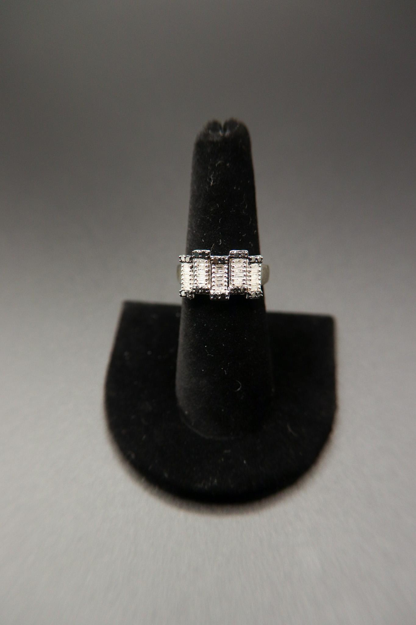 Black and White Sterling Silver Ring