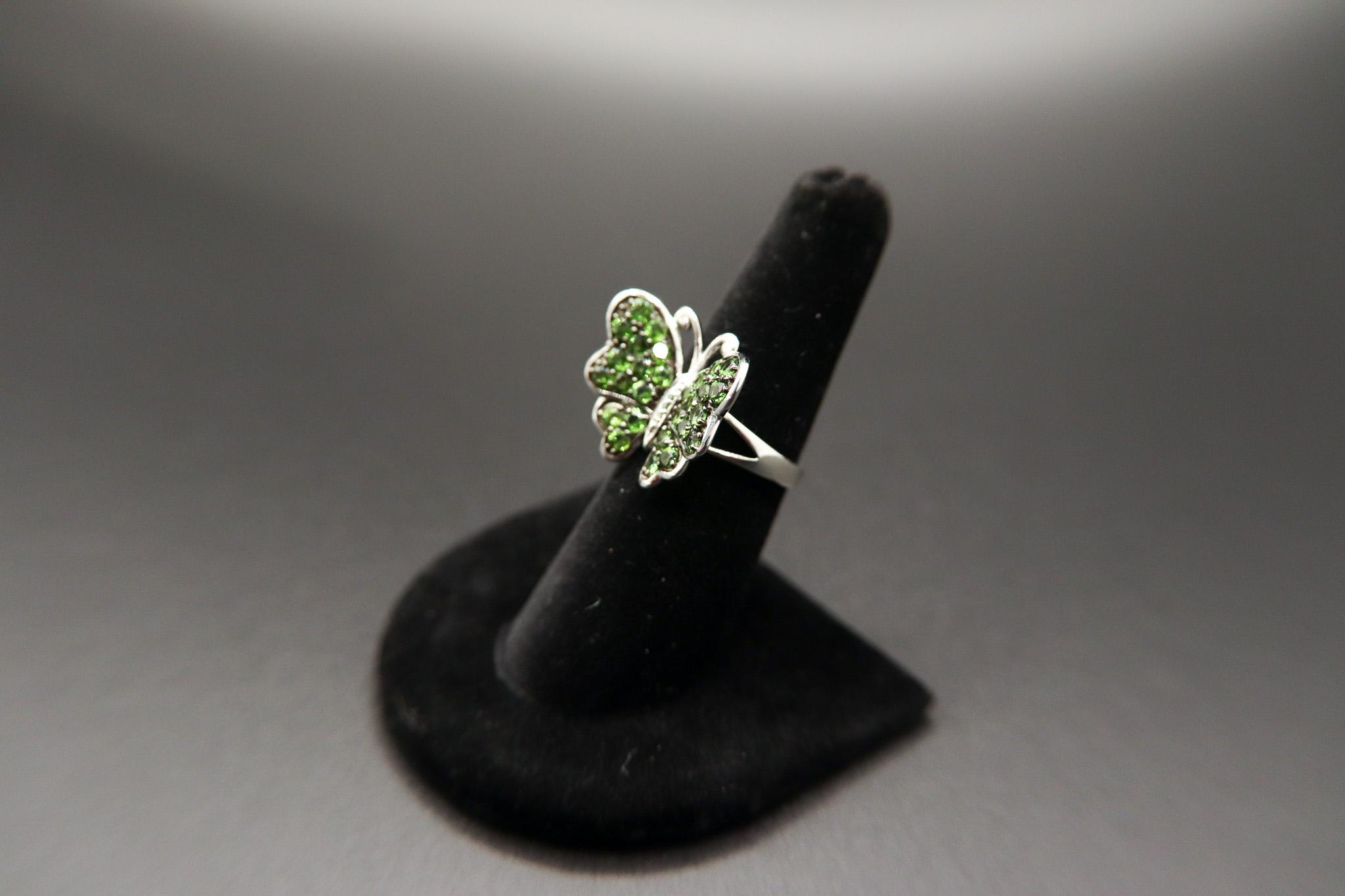 Russian Chrome Diopside Sterling Silver Butterfly Ring Butterfly Ring