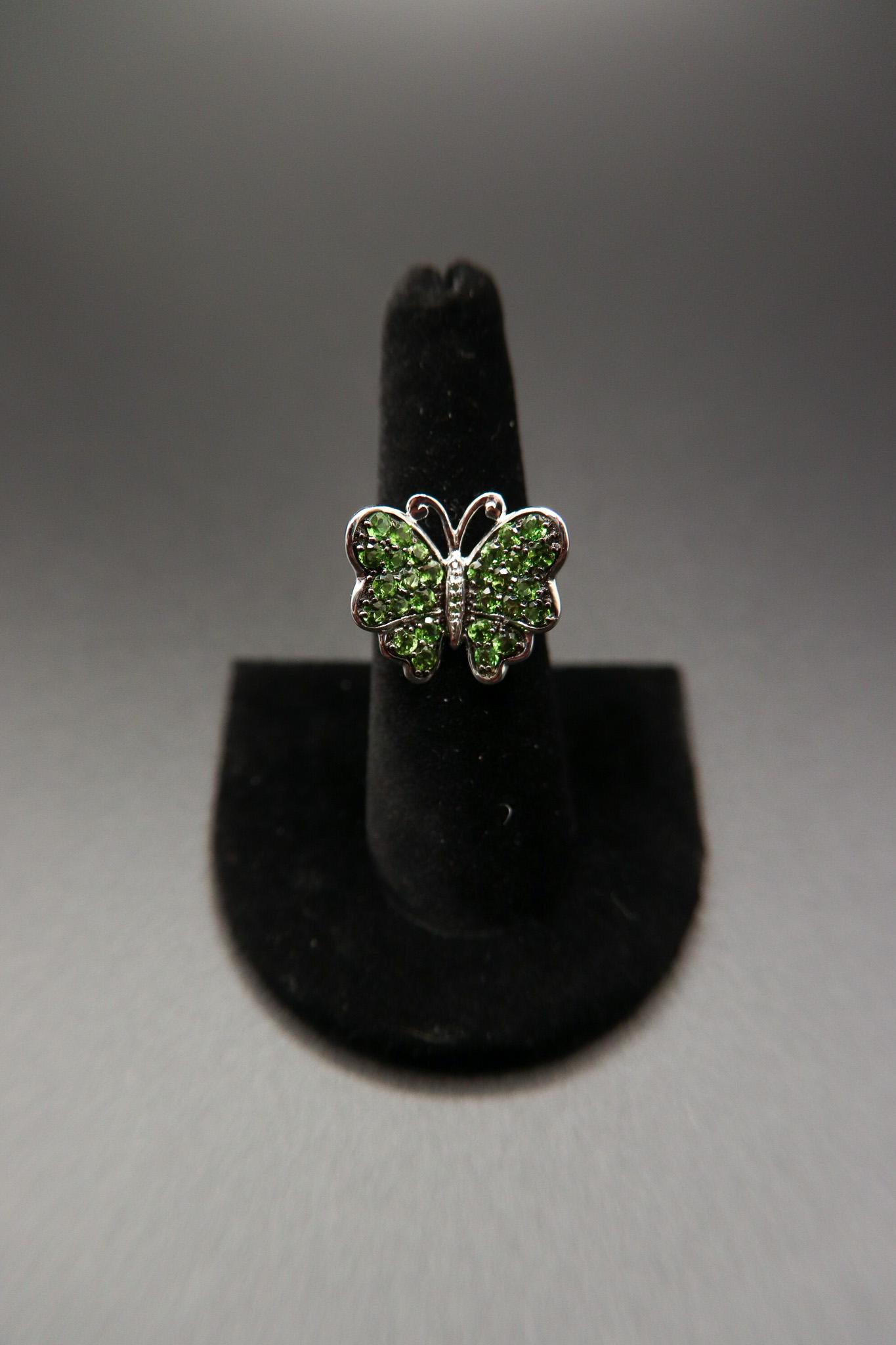 Russian Chrome Diopside Sterling Silver Butterfly Ring Butterfly Ring