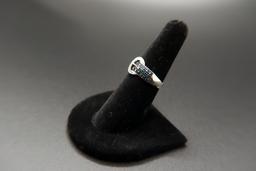 Blue Velvet White Diamond Buckle Ring