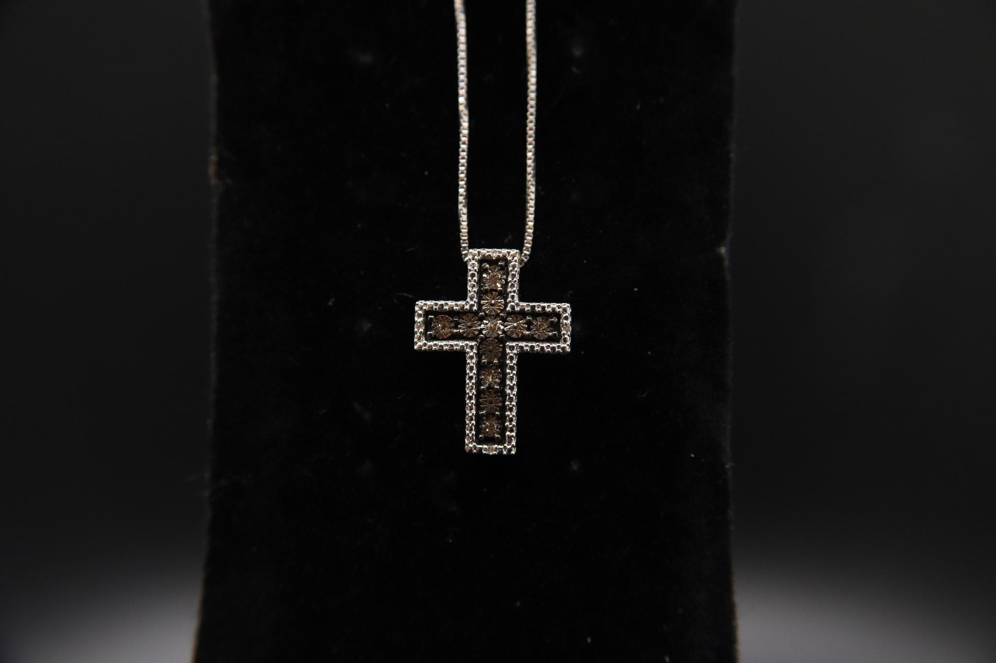 Champagne and White Diamond Cross Pendant