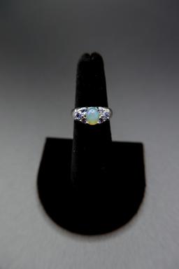 Opal and Tanzanite Sterling Silver Ring