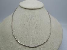 Vintage Sterling Box Chain Necklace, 1.5mm, 18". Signed