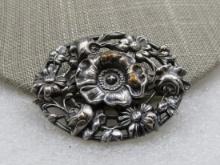 Vintage Silver Plate Mixed Floral Brooch, Mid-Century