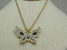 Vintage Rhinestone Butterfly Necklace, PSCO 1993, 24"