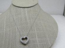 Vintage Rhinestone Heart Slide Pendant Necklace, 16"
