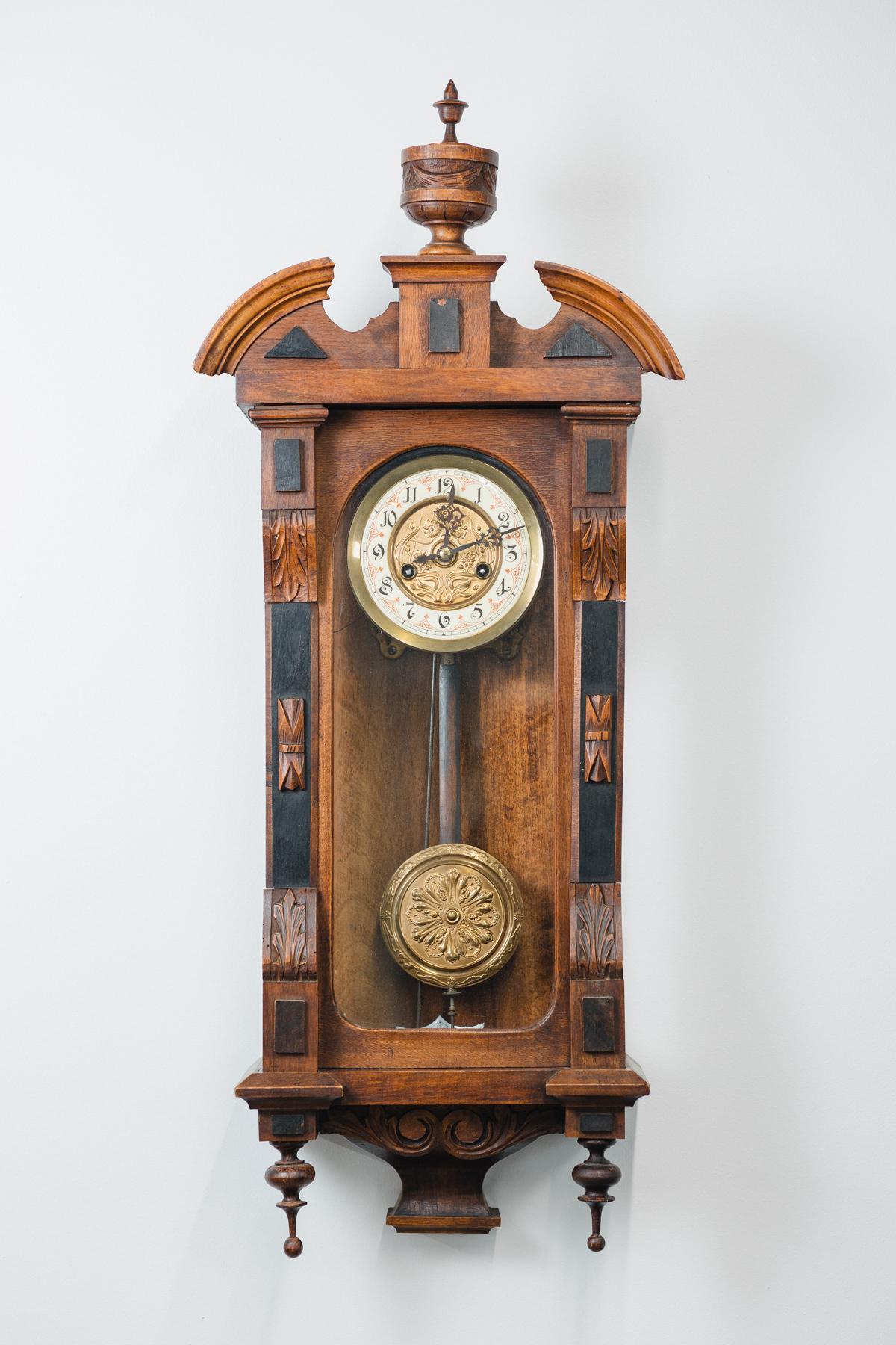 Large Elegant Antique Wooden Wall Clock