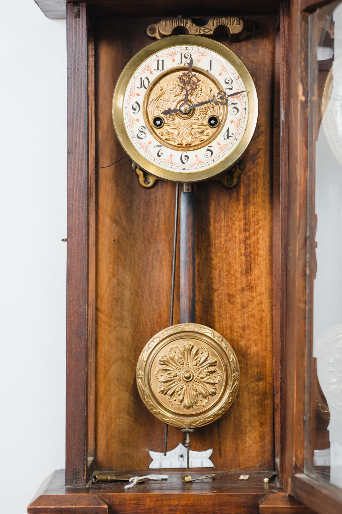 Large Elegant Antique Wooden Wall Clock