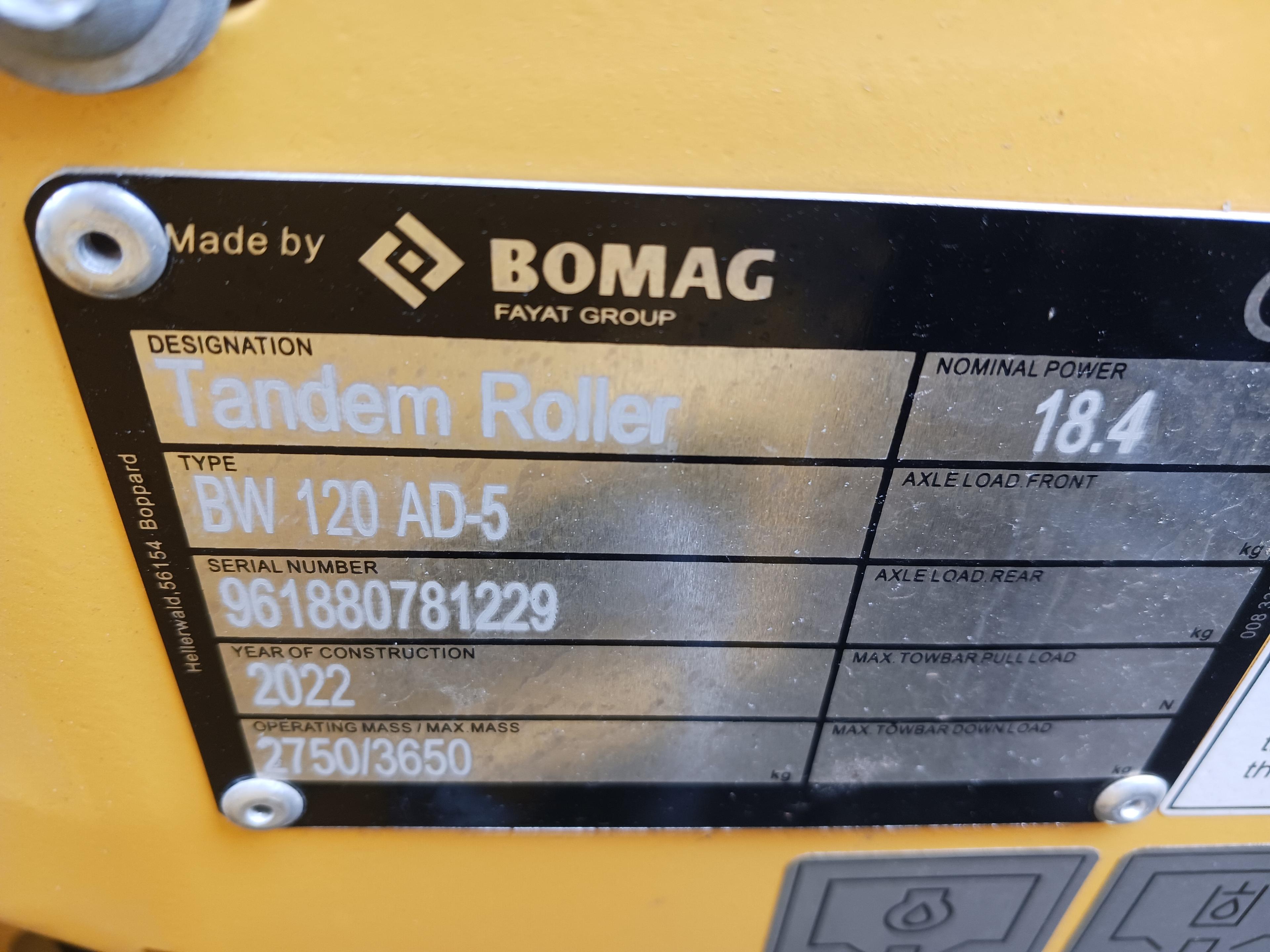 New Unused 2022 Bomag BW120 AD-5 Drum Roller
