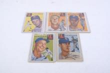 Five 1954 Topps baseball cards, all Red Sox players