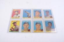 Eight 1958 Topps baseball cards, all Red Sox players