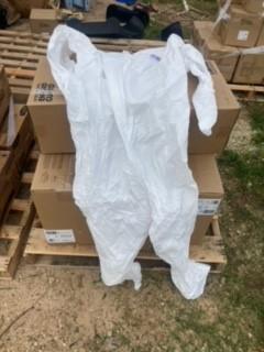 Pallet of tyvek suits