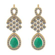 2.42 CtwVS/SI1 Emerald And Diamond 14K Yellow Gold Earrings ( ALL DIAMOND ARE LAB GROWN )