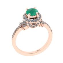 1.61 Ctw VS/SI1 Emerald and Diamond 14K Rose Gold Engagement Ring(ALL DIAMOND ARE LAB GROWN)