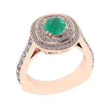 1.55 Ctw VS/SI1 Emerald and Diamond 14K Rose Gold Engagement Ring(ALL DIAMOND ARE LAB GROWN)