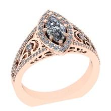 1.22 Ctw VS/SI1 Diamond 14K Rose Gold Engagement Halo Ring(ALL DIAMOND ARE LAB GROWN)