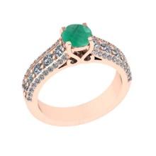 1.91 Ctw VS/SI1 Emerald and Diamond 14K Rose Gold Engagement Ring(ALL DIAMOND ARE LAB GROWN)