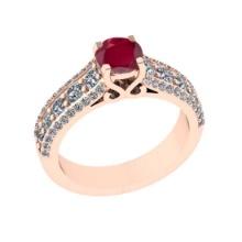 1.91 Ctw VS/SI1 Ruby and Diamond 14K Rose Gold Engagement Ring(ALL DIAMOND ARE LAB GROWN)