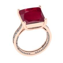 2.45 Ctw VS/SI1 Ruby and Diamond 14K Rose Gold Engagement Ring(ALL DIAMOND ARE LAB GROWN)