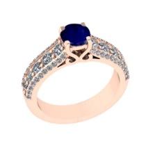 1.91 Ctw VS/SI1 Blue Sapphire and Diamond 14K Rose Gold Engagement Ring(ALL DIAMOND ARE LAB GROWN)