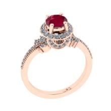 1.61 Ctw VS/SI1 Ruby and Diamond 14K Rose Gold Engagement Ring(ALL DIAMOND ARE LAB GROWN)