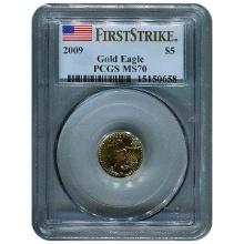 Certified American $5 Gold Eagle 2009 MS70 PCGS First Strike