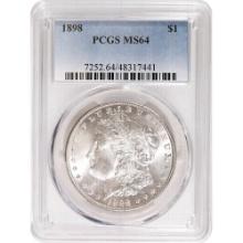 Certified Morgan Silver Dollar 1898 MS64 PCGS