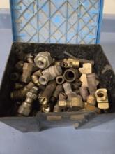 Blue and Black box of Brass Fittings