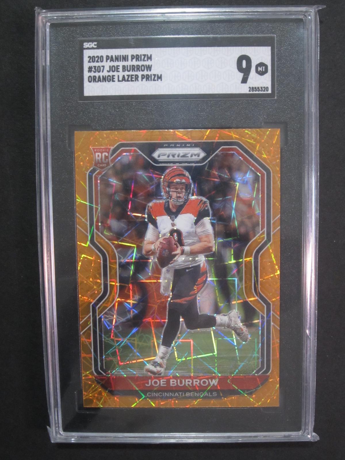 2020 Panini Prizm #307 Joe Burrow Orange Lazer Prizm SGC Mt 9