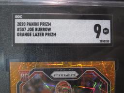 2020 Panini Prizm #307 Joe Burrow Orange Lazer Prizm SGC Mt 9