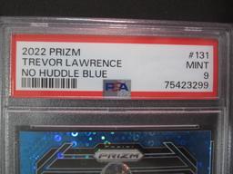 2022 Prizm Trevor Lawrence No Huddle Blue #131 PSA Mint 9