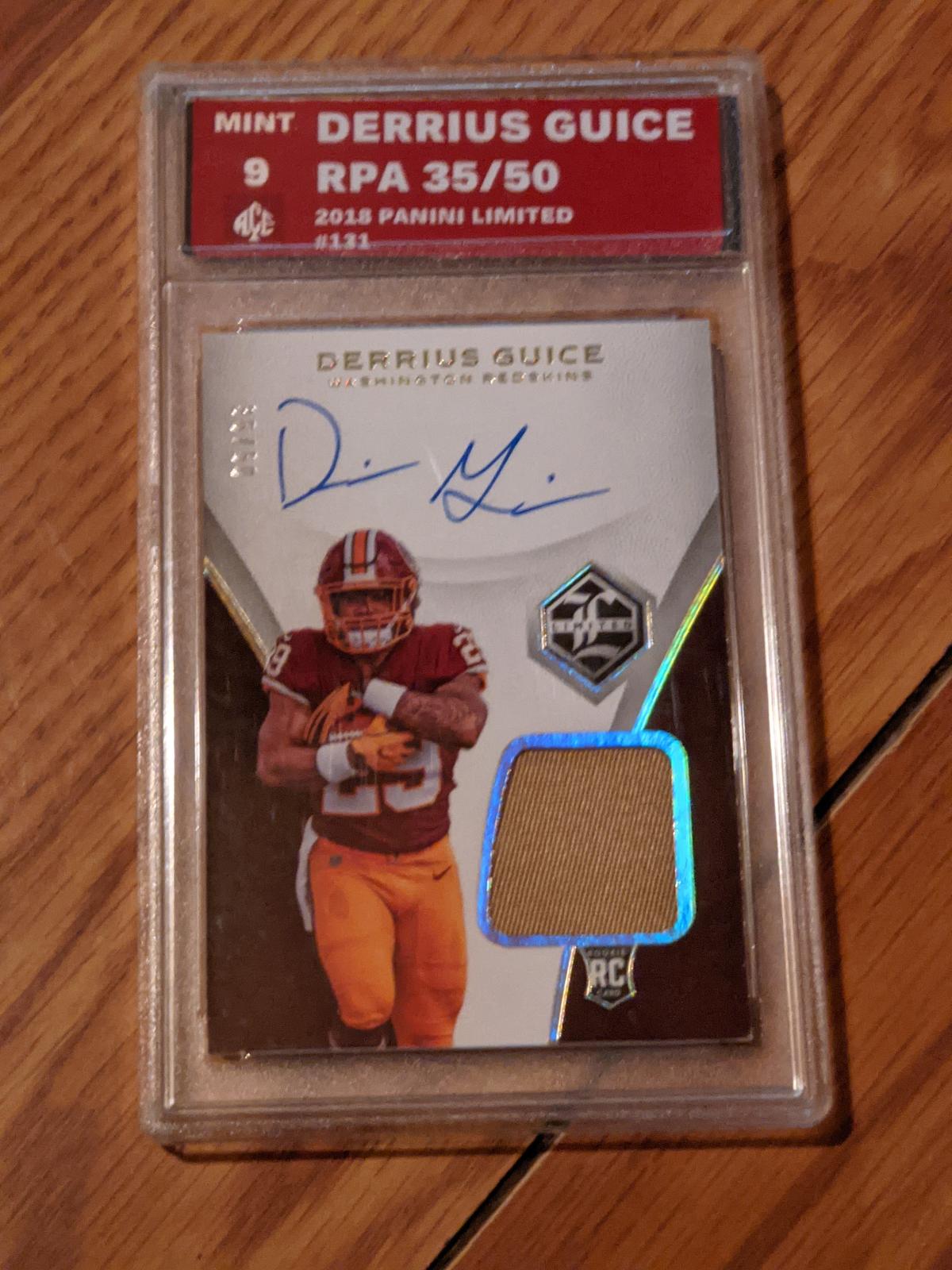 Derrius Guice auto 35/50 SP rc patch mint 9 graded