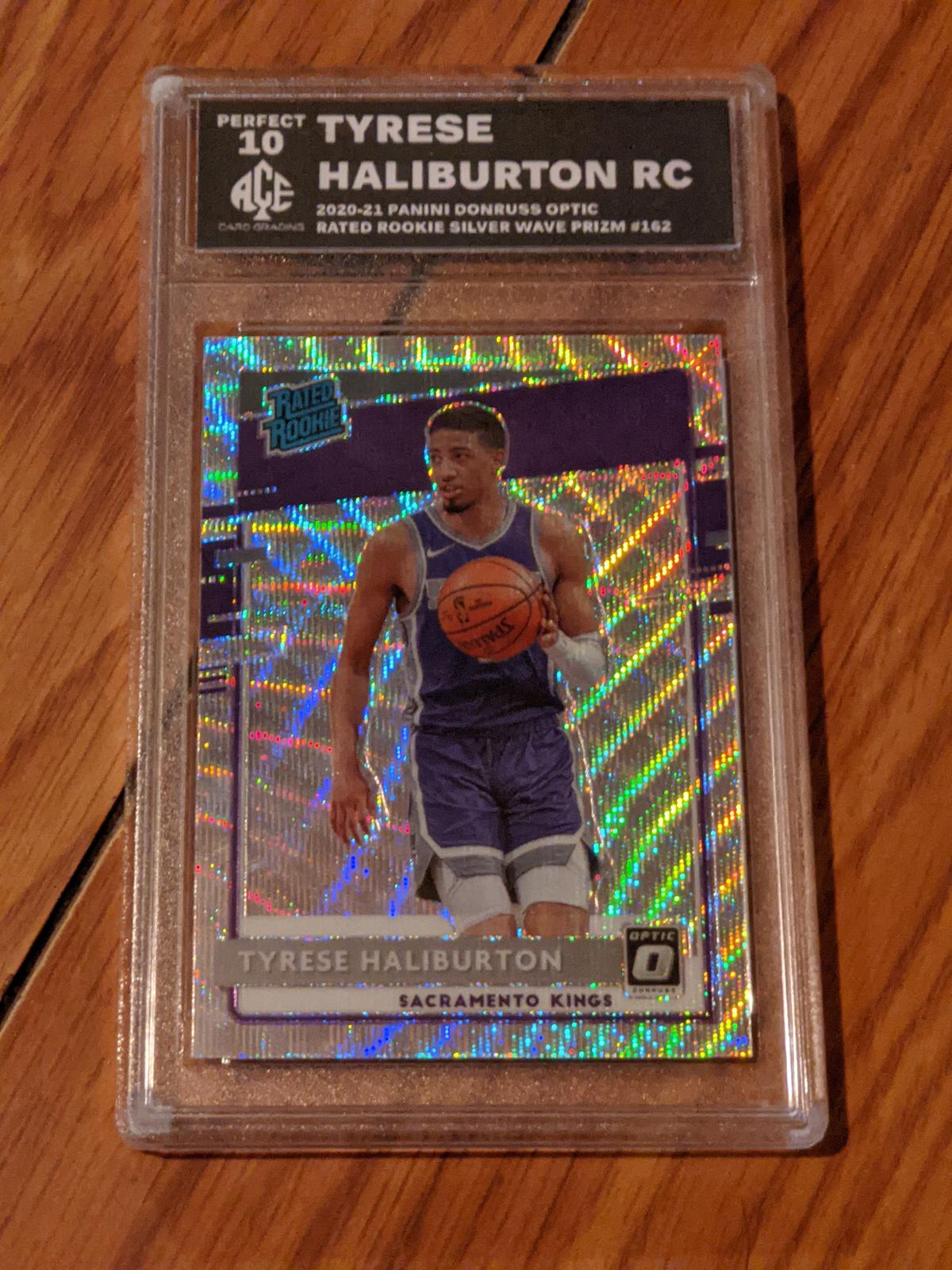 Tyese Haliburton 2020 Donruss perfect 10 graded RC/Rookie white wave insert