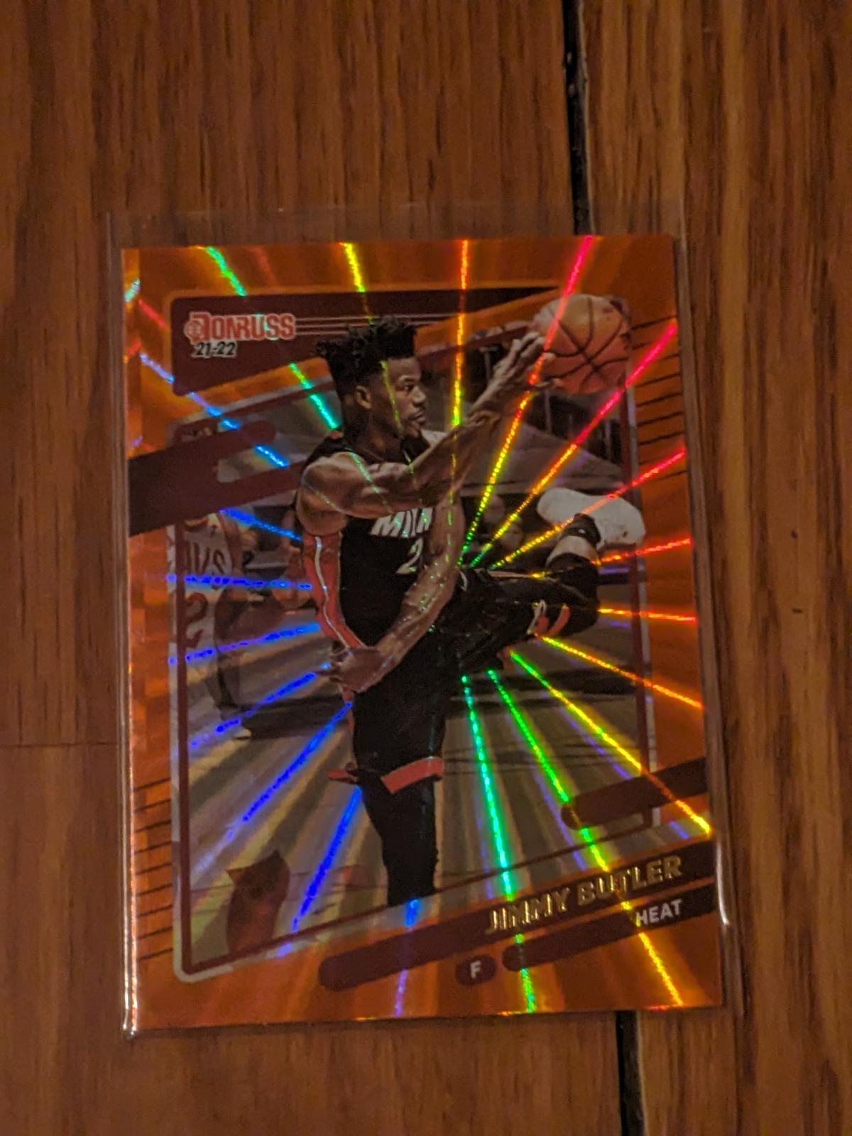 2021-22 Panini Donruss Jimmy Butler Orange Holo Laser #95 Miami Heat