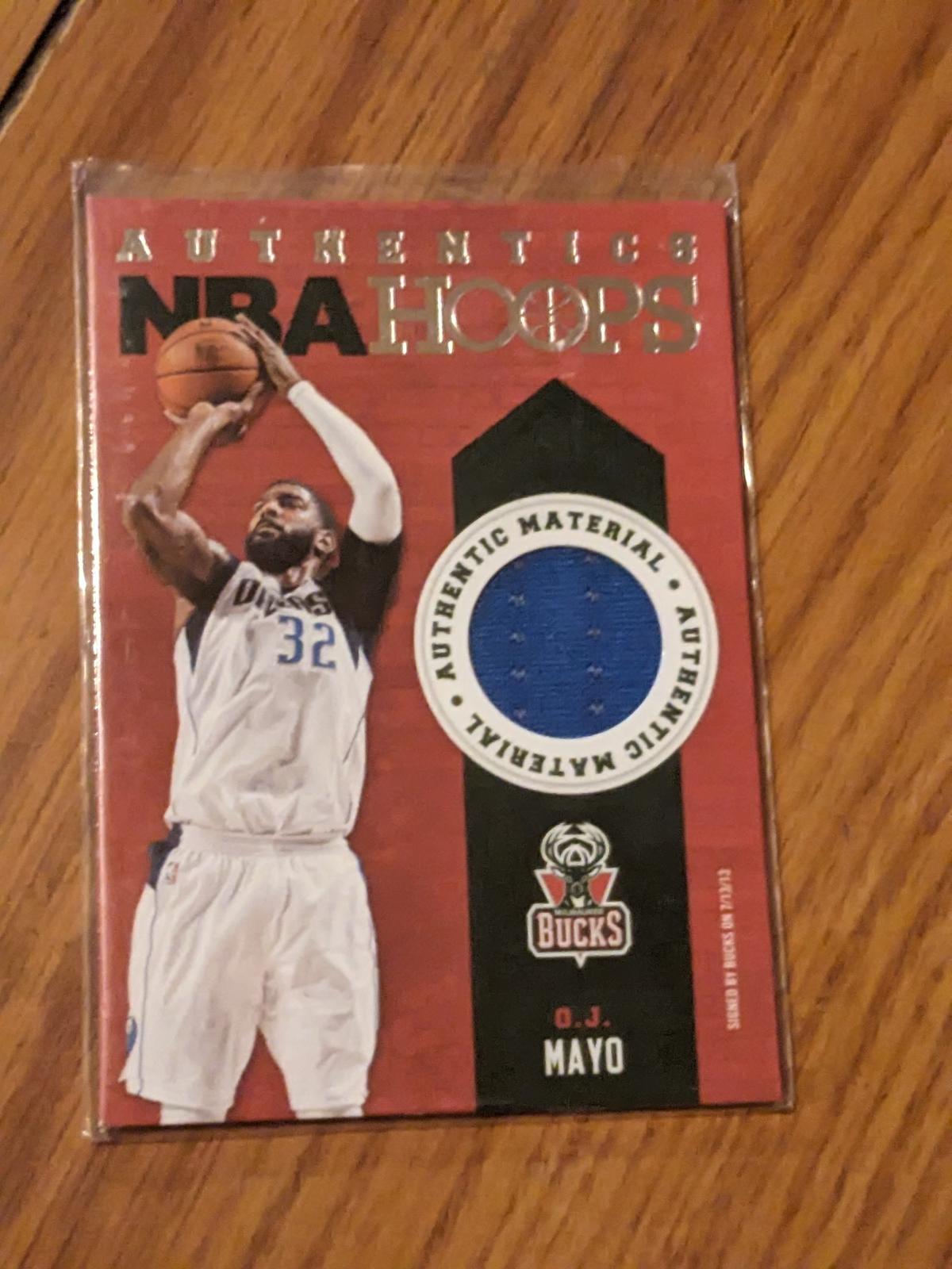 2013-14 Hoops Authentics Milwaukee Bucks Basketball Card #95 O.J. Mayo Jersey