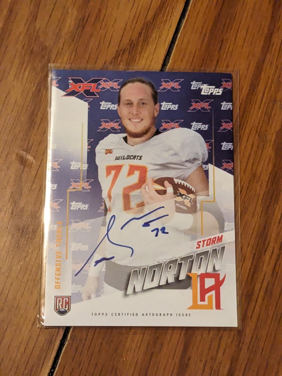 Storm Norton auto 2020 Topps RC/Rookie autographed card