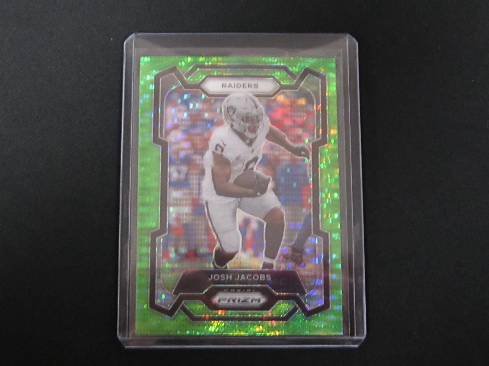 2023 PANINI PRIZM JOSH JACOBS NEON GREEN PULSAR