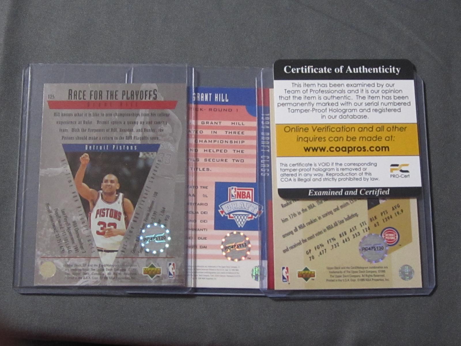 3 CARD LOT GRANT HILL SIGNED SPORTS CARDS WITH COA