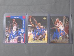 3 CARD LOT GRANT HILL SIGNED SPORTS CARDS WITH COA