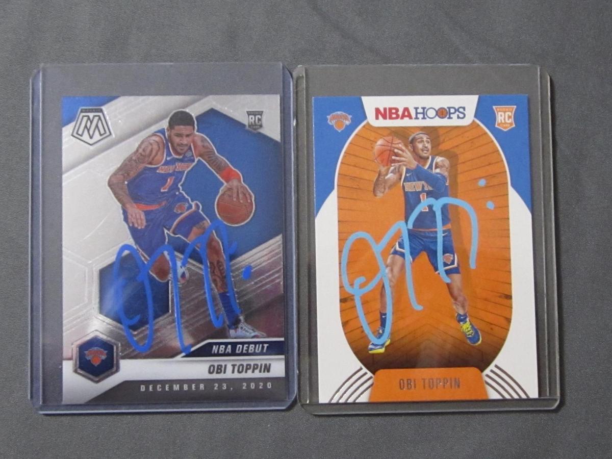 2 CARD LOT OBI TOPPIN SIGNED ROOKIE CARDS WITH COA