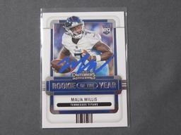 MALIK WILLIS SIGNED ROOKIE CARD WITH COA