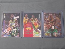 3 CARD LOT GARY PAYTON SIGNED SPORTS CARDS COA