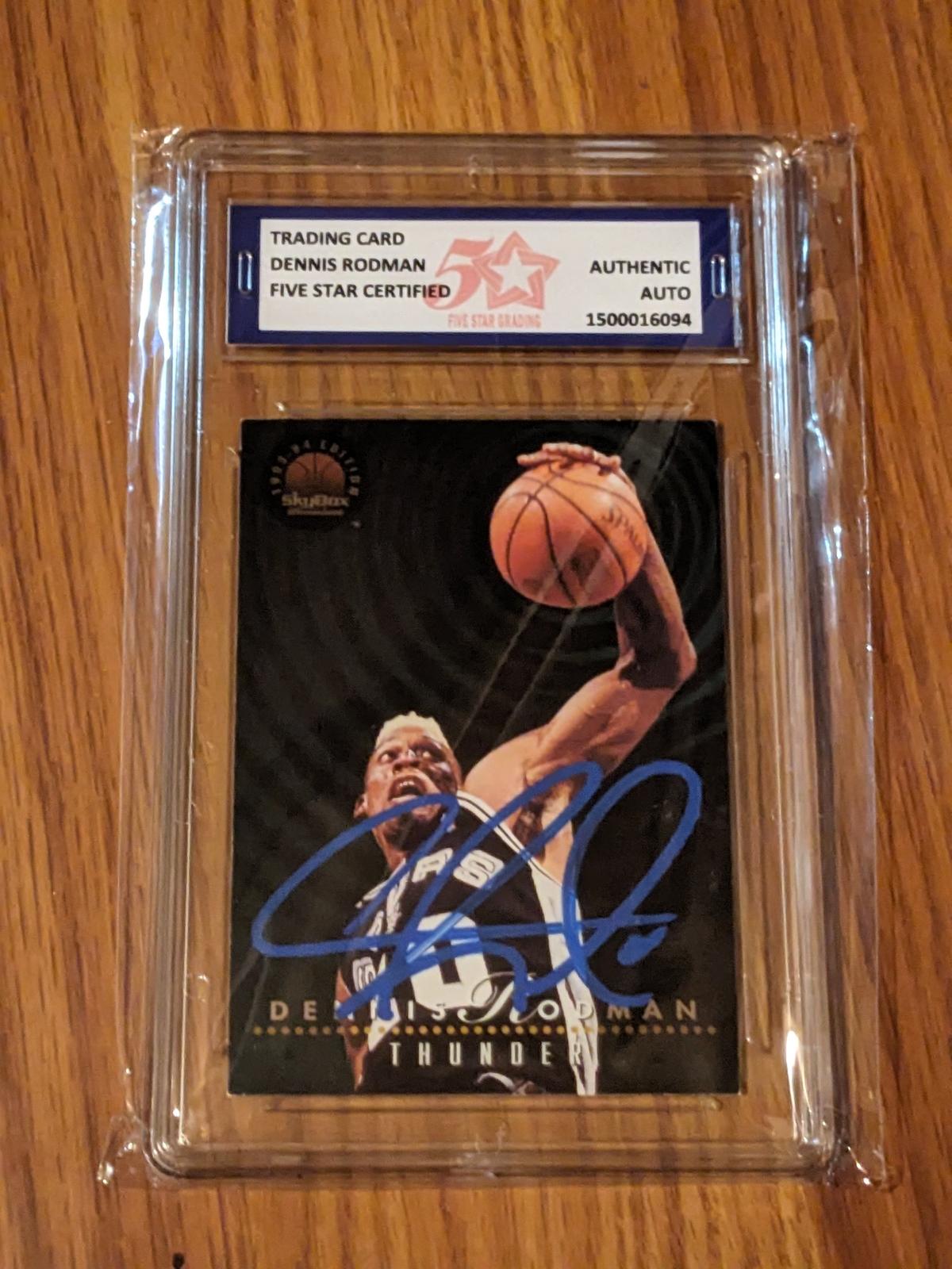 Dennis Rodman 1994 auto Authenticated by Fivestar Grading Graded