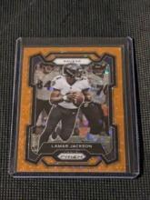 2023 Panini Prizm NFL Lamar Jackson Orange Disco Prizm #18 Baltimore Ravens MVP