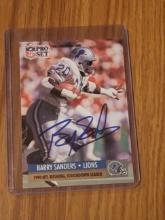 Barry Sanders autographed card w/coa