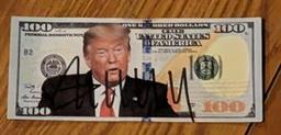 Donald Trump autographed fake bill with coa