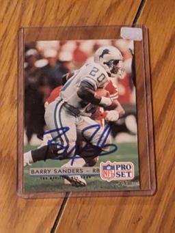 Barry Sanders autographed card w/coa