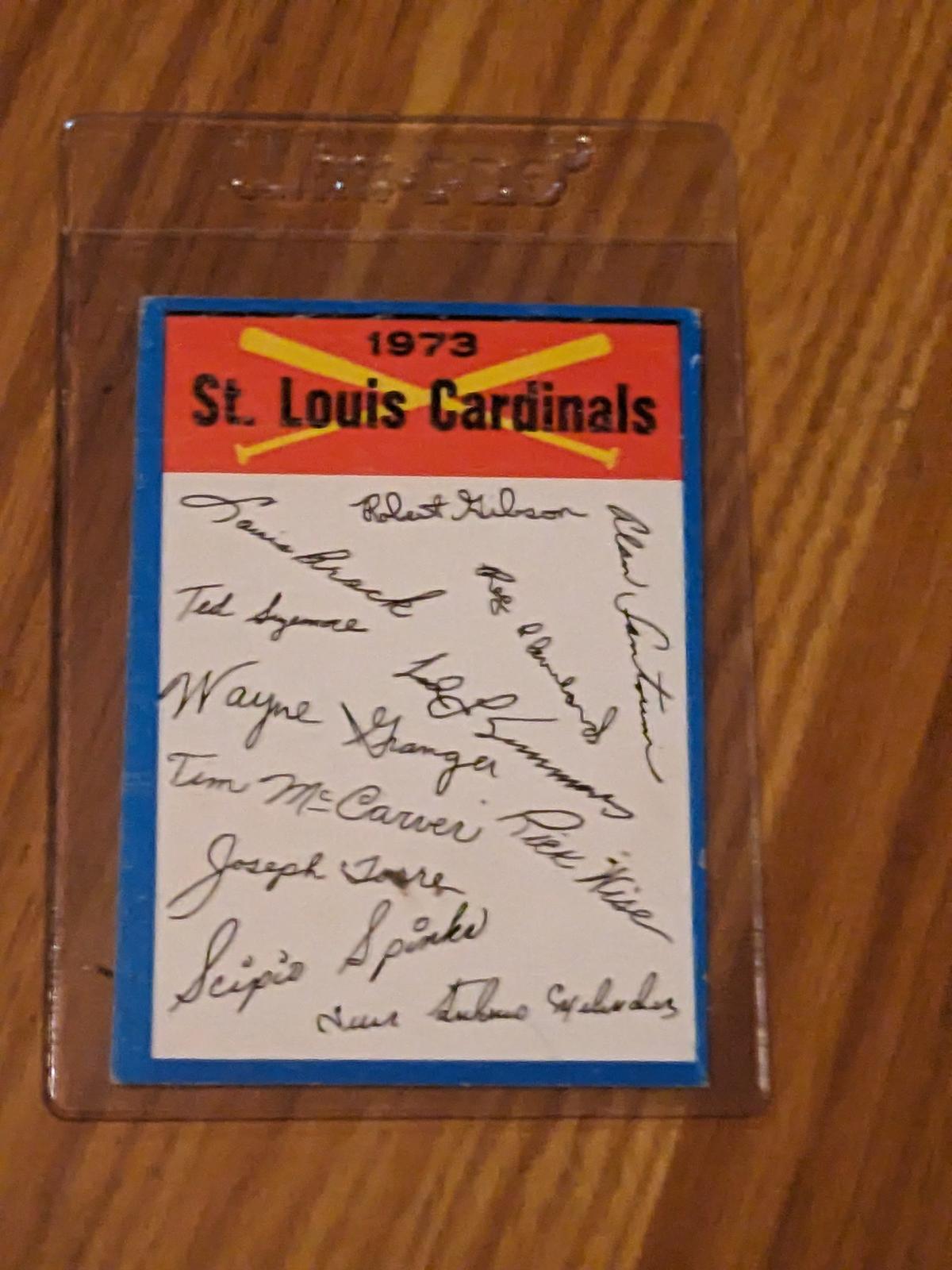 1973 Topps St. Louis Cardinals Blue Team Checklist