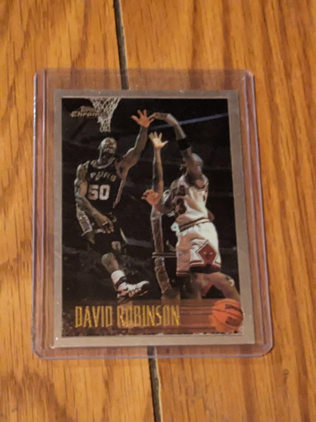 1996-97 Topps Chrome Basketball Refractor #80R David Robinson w/MJ