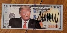 Donald Trump autographed fake $100 bill with coa